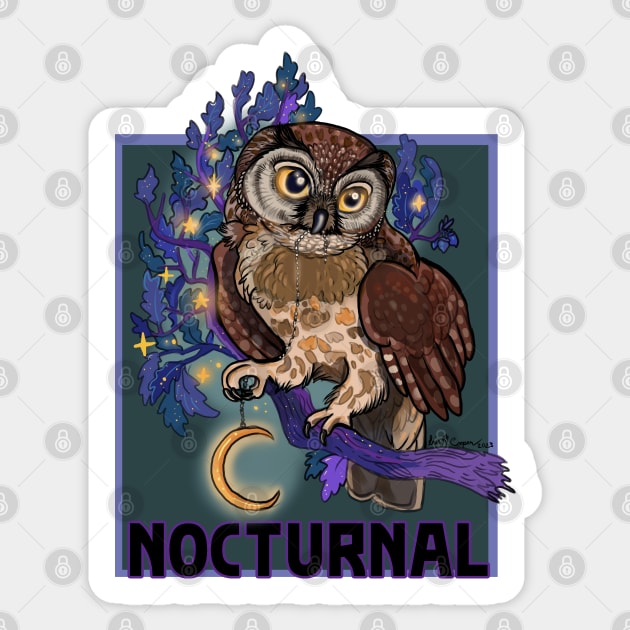 Nocturnal Owl with Moon Sticker by Shadowind